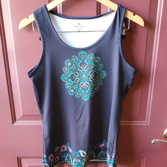 Athleta Tops - Athleta Women's Black Tank Top with Teal Accents